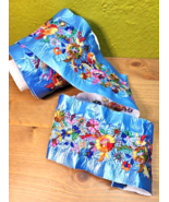 Naugahyde Blue Metallic 3.5&quot; Embroidered Vintage 60s 70s Trim Boho Flowe... - $169.30 CAD