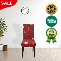 Anyhouz Chair Cover Maroon Santa Gift Tree Design with Anti-Dirt Elastic - $326.19 MXN