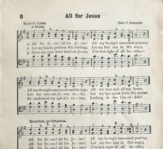 1894 Sheet Music All For Jesus Christ Victorian Gospel Hymns 7.75 X 5&quot; - $19.99