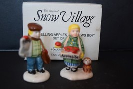 Dept. 56 Girl Selling Apples &amp; Newspaper Boy Set of 2 Snow Village 51292-MINT - £7.16 GBP