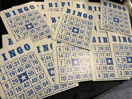 Lot 20 Cardboard Bingo Cards 5.5&quot; x 4.5&quot; Blue Crafting Replacement Ephemera - £9.37 GBP