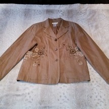 Coldwater Creek Dark Tan Embroidered Blazer Size L - £19.03 GBP
