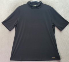 Michael Kors Tee Shirt Top Womens XL Black Polyester Short Sleeve Logo Mock Neck - £17.30 GBP