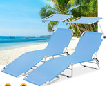 Set Of 2 Foldable Reclining Beach Chair Patio Camping Chaise W/Adjustabl... - $160.99