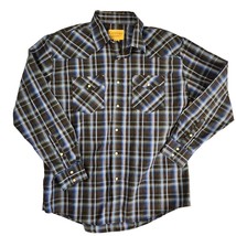 Cowboy Legend Western Shirt Mens Size XXL Pearl Snap Button Up Plaid Blu... - £23.42 GBP