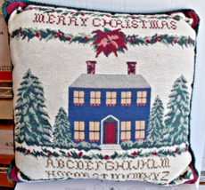 Merry Christmas Tapestry Mini Pillow Pin Cushion Cross Stitch - £7.54 GBP