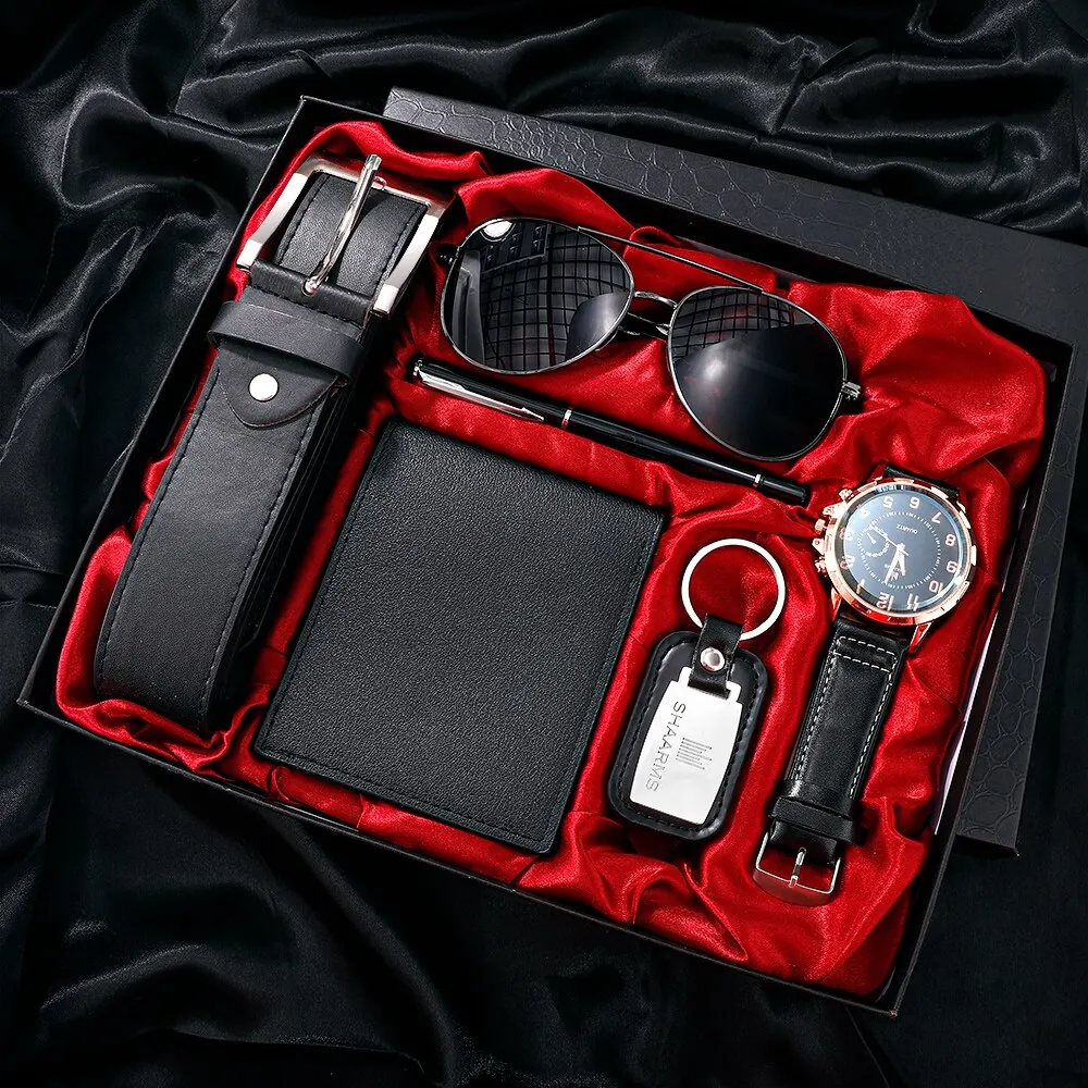 Men Gift Box Watch Business Luxury Company Mens Set Watch Glasses Pen Ke... - $79.86