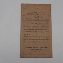 Vintage Bürger Trust Company Canonsburg Pennsylvania Bank Umschlag 1949 - £62.25 GBP