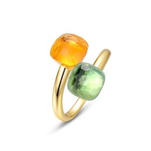 Original Candy Style Resizable 925 Sterling Silver Rings For Women Colorful Crys - £43.66 GBP