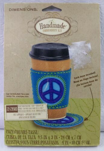 Dimensions Handmade Embroidery Kit Coaster Peace Sign Cozy New 72-73583 2011 - $9.90