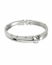 Silver-tone Handcuff Motif Stainless Steel Bangle Bracelet 8&quot; - £23.88 GBP