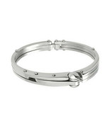 Silver-tone Handcuff Motif Stainless Steel Bangle Bracelet 8&quot; - £23.42 GBP