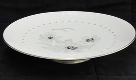 Rosenthal Cake Stand Plate Silver Gray Flowers Gilded Edge Embossed Diamond MCM - £14.78 GBP