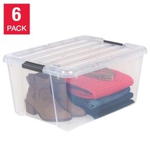 Iris Storage Containers Plastic Bins Stackable Tubs Boxes With Lids 45 Qt ~ 6PK - £57.54 GBP