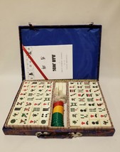 Vintage Chinese Mahjong Domino Game In Silk Case Complete With Instructions - £59.35 GBP