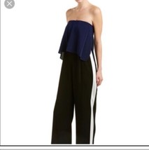 NWT Diane von Furstenberg Blue Black Amare Romper Jumpsuit Size 2 - £98.97 GBP