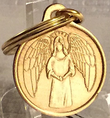 wendells Guardian Angel 1&quot; Bronze Key Chain Tag He Will Command Angels K... - $3.46