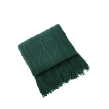 Anyhouz Green Throw Blanket Faux Cashmere Sofa Cover Vertical Bar Diamond Knit P - £48.69 GBP