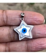 925 Silver Evil Eye Protection Star Pendant, Amulet Nazariya Mother of P... - £16.18 GBP