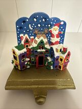 Vintage Hand-painted Christmas tree Village Stocking Holder 3D 1995 - $16.58 CAD