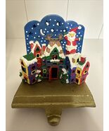 Vintage Hand-painted Christmas tree Village Stocking Holder 3D 1995 - €10,10 EUR