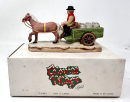 Vintage Lefton Colonial Village 1987 Horse Drawn Milk Wagon Figurine #06461 - $23.70