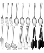Serving Utensils Set For Partie, Silver Stainless Steel, Entertaining 15Pcs - $636.64 MXN