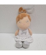 Baby Starters Plush Doll Ornament Brunette White Dress Christmas Joy 8&quot; - $14.75