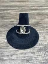 Vintage Silver Tone Light Brown Stone Boho Hippie Ring Size 8 KG JD - $9.89