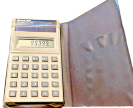 Calculator Sharp Solar Elsi Mate EL-345A with Cover Vintage Tested Works... - $14.82