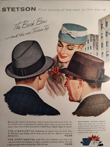 1956 Esquire Original Art Ad Advertisement STETSON Black Bow Terrace Top... - $10.80