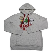 Peanuts Charlie Brown Christmas Hoodie Womens Small 3-5 Gray White Red Snoopy - $19.68