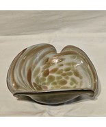 Murano Art Glass Bowl Ashtray~Trinket Sparkle White w/ Gold Flecks, Vintage - $46.75
