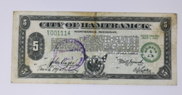 1933 City of Hamtramck Five Dollar $5 Depression Script ~ Series A Bank ... - $149.99