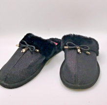 Kate Spade Black Glitter Women&#39;s Slippers House Shoes Mule Slide Gold Ch... - $49.49