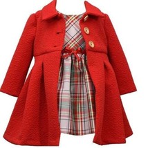 Girls Christmas Dress &amp; Coat Bonnie Jean Red Green Gold 2 Pc Holiday Par... - £29.28 GBP