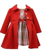 Girls Christmas Dress &amp; Coat Bonnie Jean Red Green Gold 2 Pc Holiday Par... - £28.85 GBP