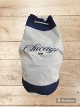 Vintage Chicago Illinois Satchel Paper Canvas White &amp; Blue Bag 16&quot; x 13&quot; - $10.36