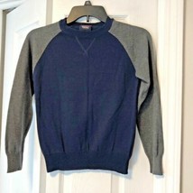 French Toast Boys Sz 8 Long Sleeve Sweater Navy Blue Gray Cotton Blend - £7.00 GBP