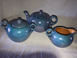 Blue Luster Teapot Sugar And Creamer Japan Mint - £24.12 GBP