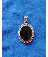 925 Sterling Silver Mexico Oval Black Stone Pendant Free Shipping - $736.23 MXN