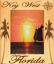 Key West Florida W/ Compass Laser Engraved Wood Picture Frame Portrait (3 x 5) - $25.99