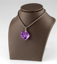 Gorgeous Pendente A Cuore In Argento Sterling Con Ametista Fluttuante 16&quot; - $237.60