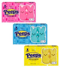 Peeps Marshmallow Bunnies Pack of 3 One of Box of Each Color Blue Pink and Yello - £17.59 GBP