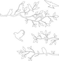 Picniva Matte White 20&#39;&#39; X 59&#39;&#39; Burnish Birds &amp; Blossoms Vinyl Wall Decal Art Dé - £15.62 GBP