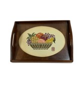 Cross Stitch Wood Serving Centerpiece Tray handles Fruit Basket Design R... - £26.05 GBP