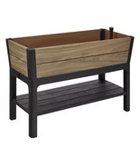Oak Vinyl Resin Garden Bed Planter with Storage Shelf (44in.L x 18in.W x... - $167.26