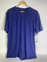 Gaiam Rejuvenate Short Sleeve Henley Shirt Athletic Slim Fit Blue Mens S... - $29.70