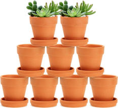 9 Pack Small Terracotta Pots with Saucers for Succulents, Clay Flower Planters w - £21.97 GBP