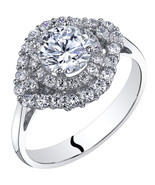 14K White Gold 1.57 Carats Simulated Diamond Cluster Style Engagement Ring - $329.99